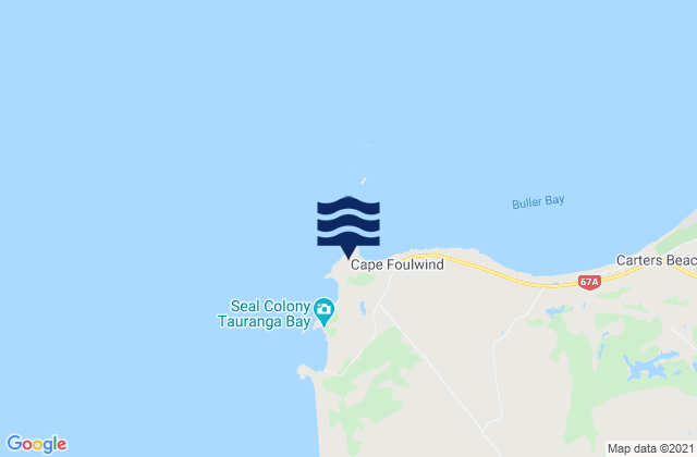 Mapa da tábua de marés em Cape Foulwind, New Zealand