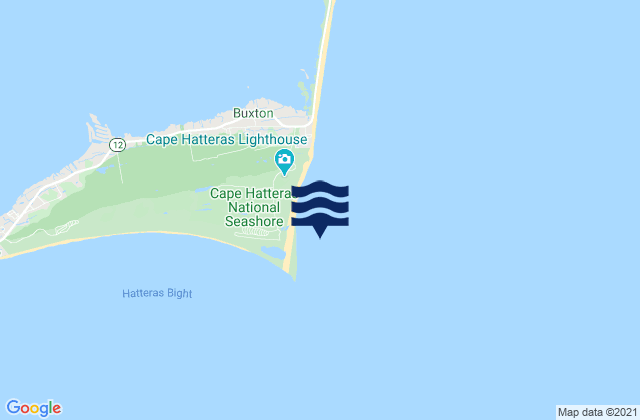 Mapa da tábua de marés em Cape Hatteras, United States