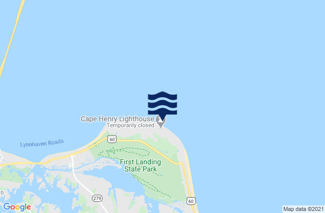 Mapa da tábua de marés em Cape Henry, United States