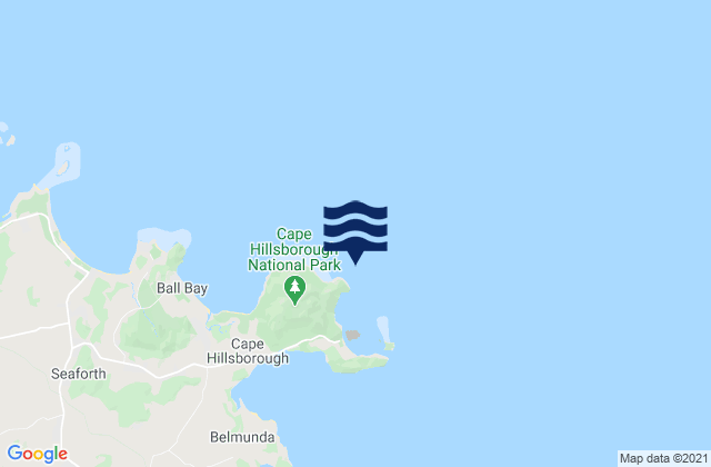 Mapa da tábua de marés em Cape Hillsborough, Australia
