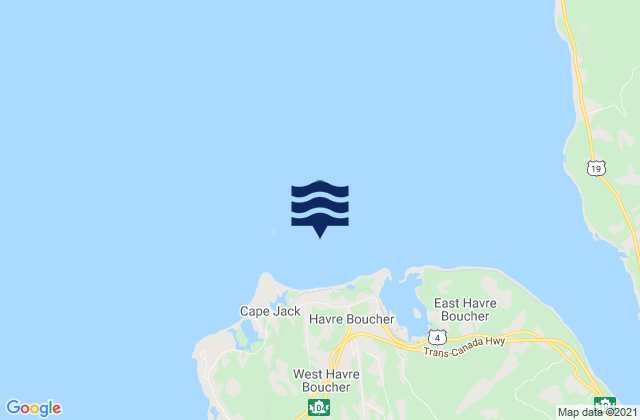 Mapa da tábua de marés em Cape Jack, Canada