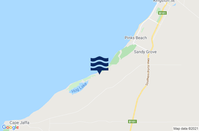 Mapa da tábua de marés em Cape Jaffa, Australia