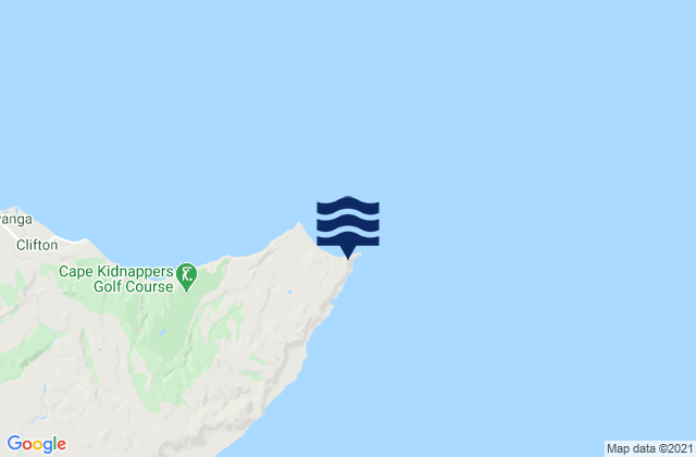 Mapa da tábua de marés em Cape Kidnappers Lighthouse, New Zealand
