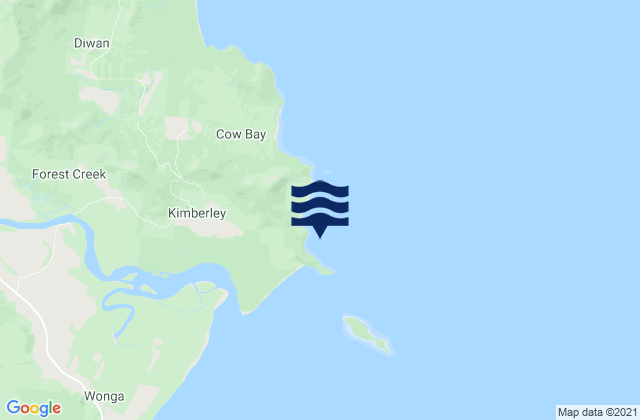 Mapa da tábua de marés em Cape Kimberley, Australia