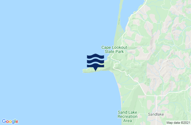 Mapa da tábua de marés em Cape Lookout, United States