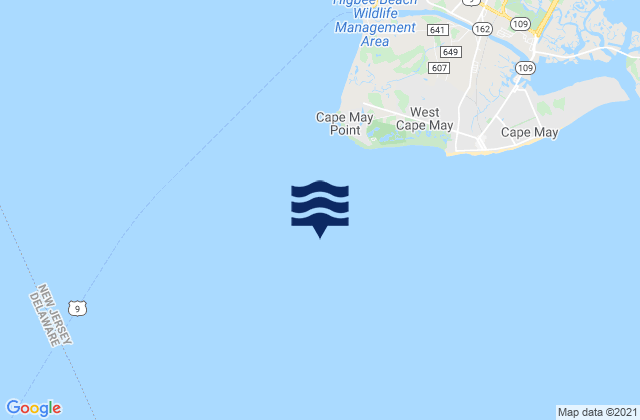 Mapa da tábua de marés em Cape May Point 1.4 n.mi. SSW of, United States