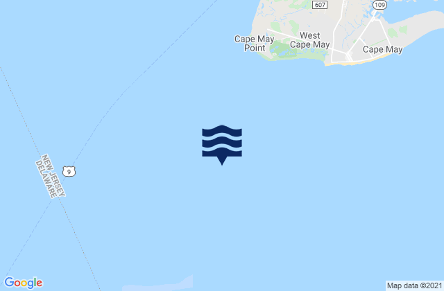 Mapa da tábua de marés em Cape May Point 2.7 n.mi. SSW of, United States