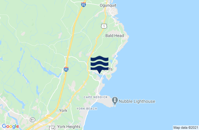 Mapa da tábua de marés em Cape Neddick, United States