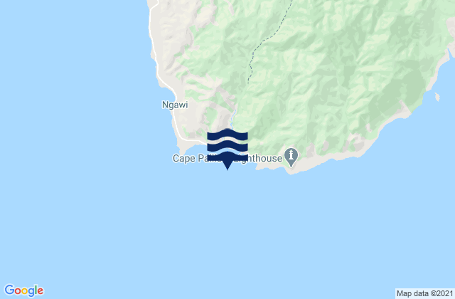 Mapa da tábua de marés em Cape Palliser (Matakitakiakupe), New Zealand