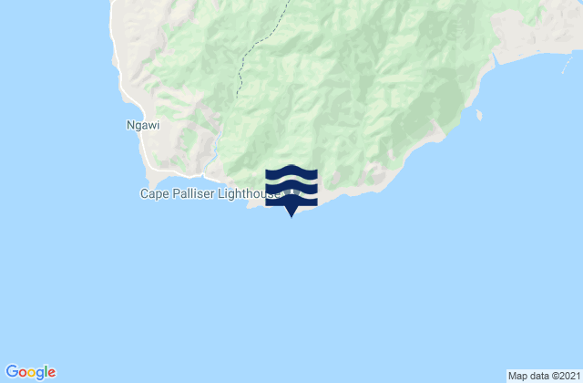 Mapa da tábua de marés em Cape Palliser, New Zealand