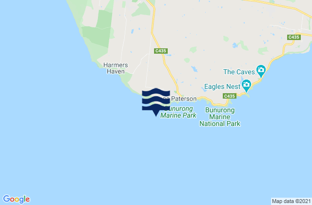 Mapa da tábua de marés em Cape Paterson, Australia