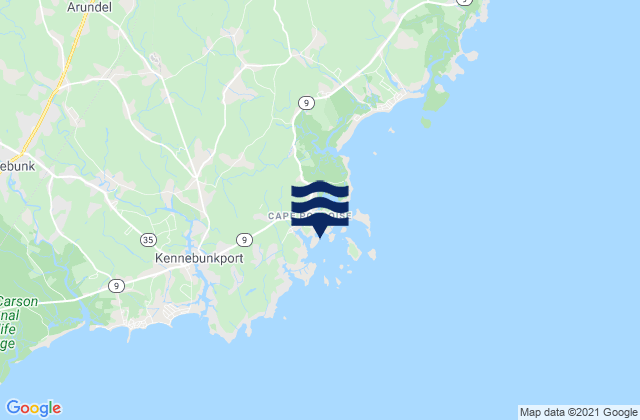 Mapa da tábua de marés em Cape Porpoise, United States