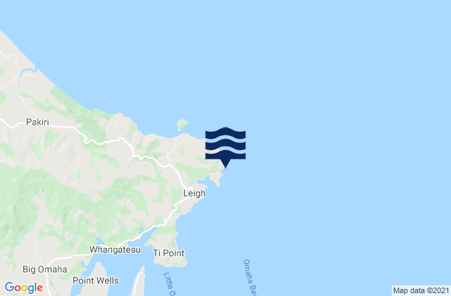 Mapa da tábua de marés em Cape Rodney, New Zealand