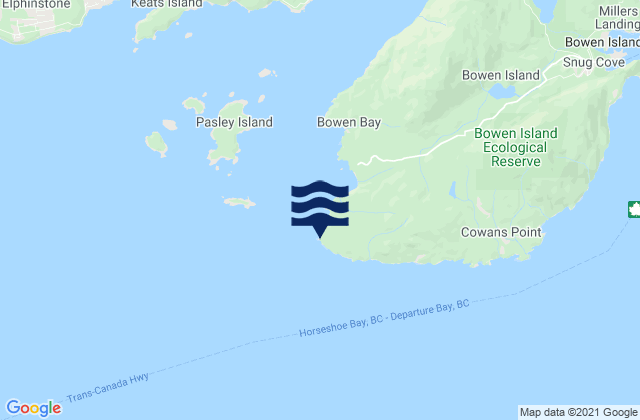 Mapa da tábua de marés em Cape Roger Curtis, Canada