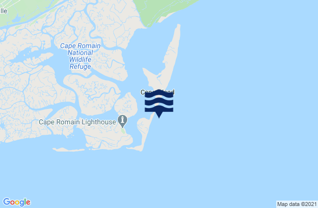 Mapa da tábua de marés em Cape Romain, United States