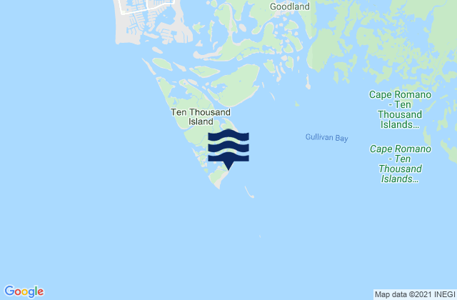 Mapa da tábua de marés em Cape Romano, United States