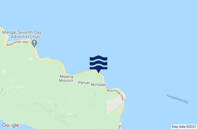 Mapa da tábua de marés em Cape Sali, Papua New Guinea