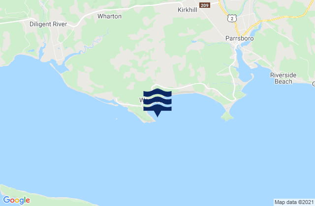 Mapa da tábua de marés em Cape Sharp, Canada