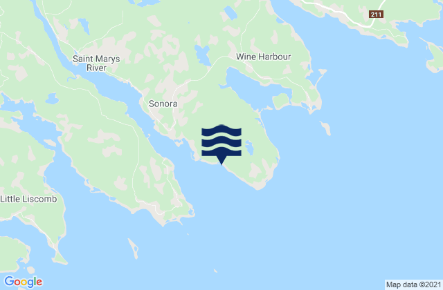 Mapa da tábua de marés em Cape St. Marys, Canada