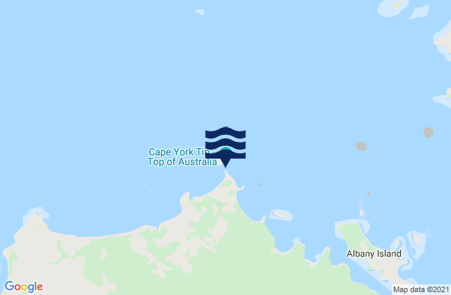 Mapa da tábua de marés em Cape York, Australia