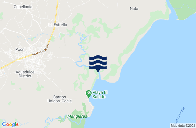 Mapa da tábua de marés em Capellanía, Panama