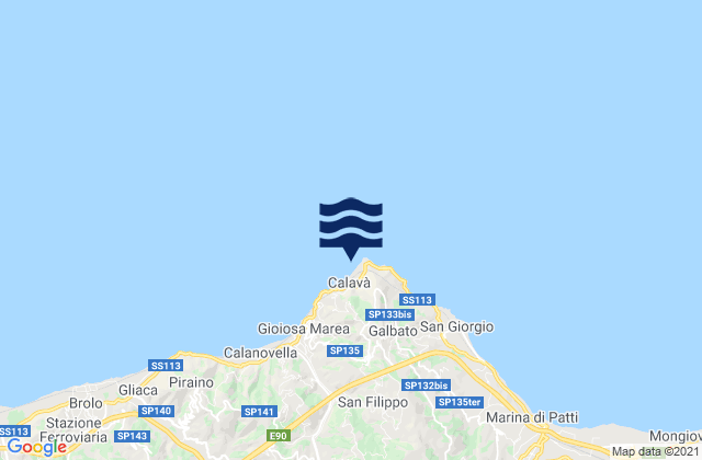 Mapa da tábua de marés em Capo Calavà, Italy