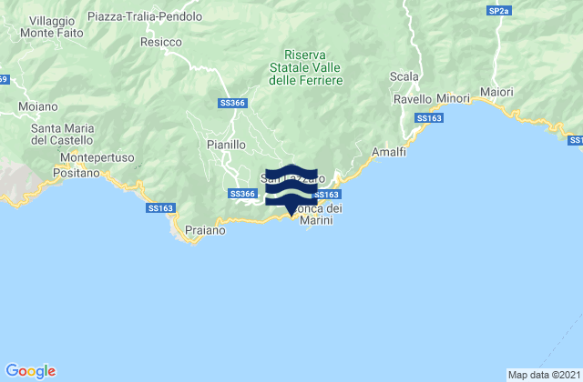 Mapa da tábua de marés em Capo Conca, Italy