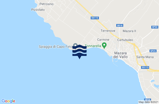 Mapa da tábua de marés em Capo Feto, Italy