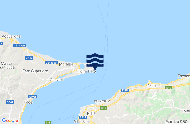 Mapa da tábua de marés em Capo Peloro, Italy