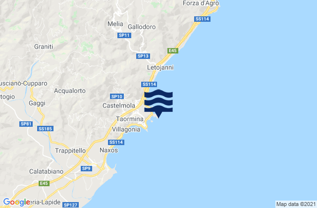 Mapa da tábua de marés em Capo Sant'Andrea, Italy