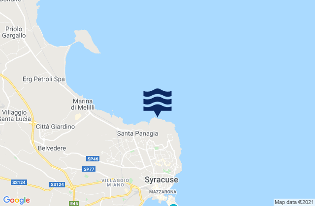 Mapa da tábua de marés em Capo Santa Panagia, Italy