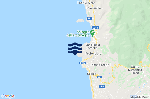 Mapa da tábua de marés em Capo Scalea, Italy