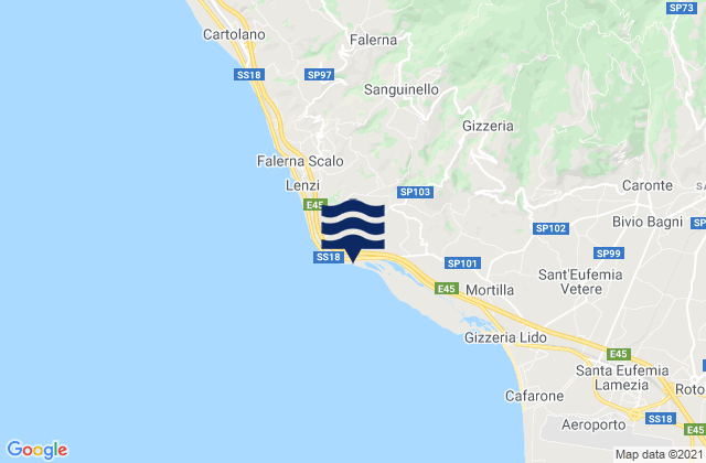 Mapa da tábua de marés em Capo Suvero, Italy