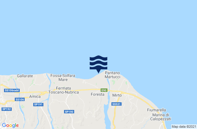 Mapa da tábua de marés em Capo Trionto, Italy