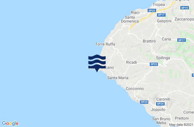 Mapa da tábua de marés em Capo Vaticano, Italy