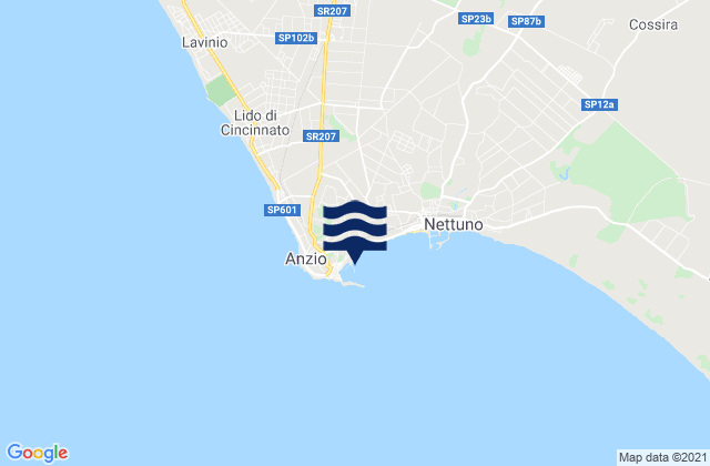 Mapa da tábua de marés em Capo d'Anzio, Italy