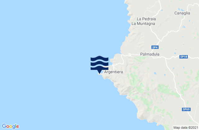Mapa da tábua de marés em Capo dell'Argentiera, Italy