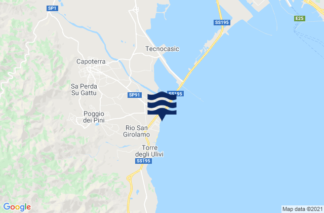 Mapa da tábua de marés em Capoterra, Italy