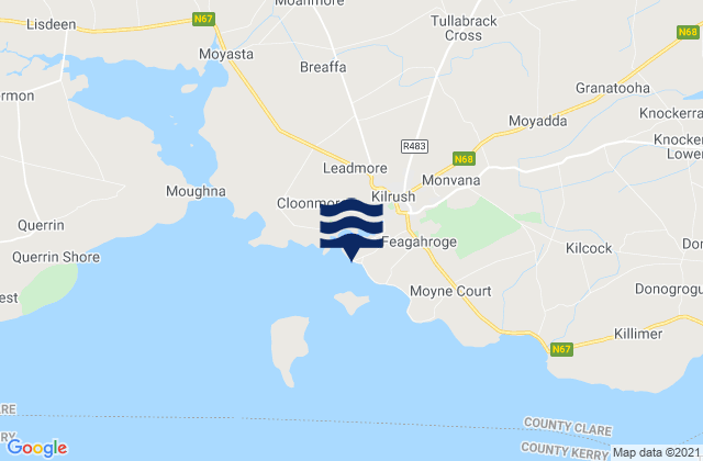 Mapa da tábua de marés em Cappagh Pier, Ireland