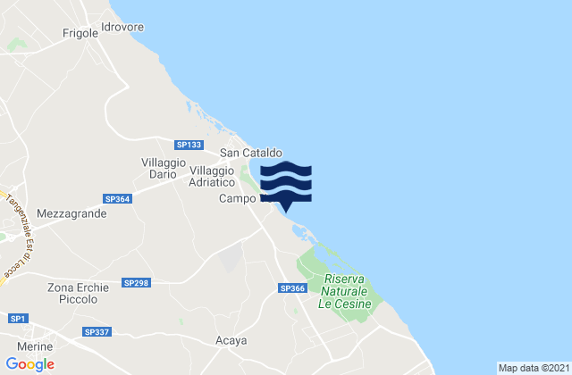Mapa da tábua de marés em Caprarica di Lecce, Italy