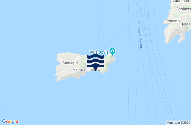 Mapa da tábua de marés em Capri, Italy