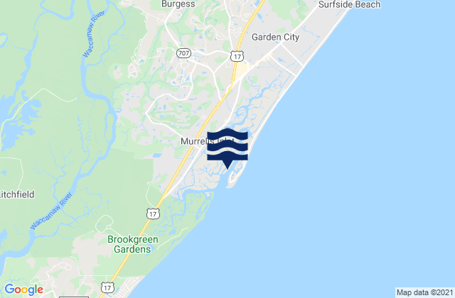 Mapa da tábua de marés em Captain Alex's Marina, United States