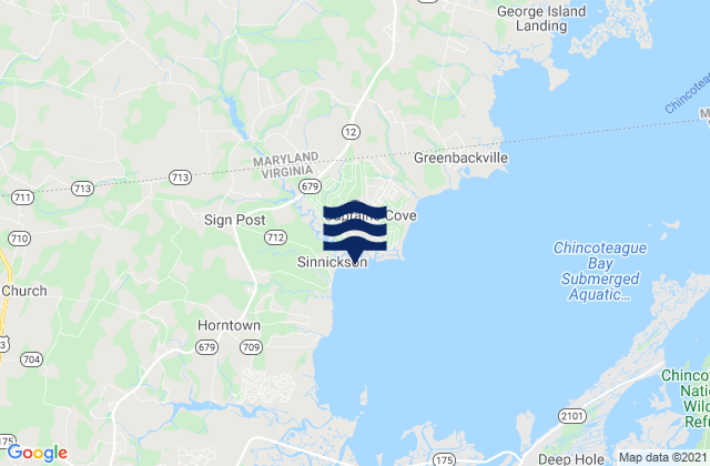 Mapa da tábua de marés em Captains Cove, United States