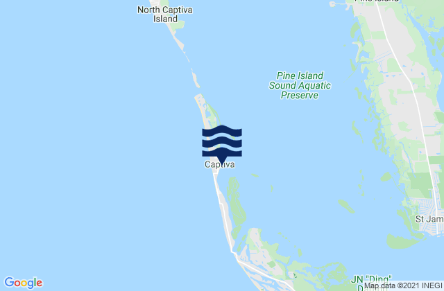 Mapa da tábua de marés em Captiva Island Pine Island Sound, United States