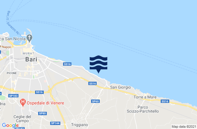Mapa da tábua de marés em Capurso, Italy