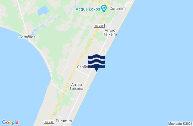 Mapa da tábua de marés em Capão da Canoa, Brazil