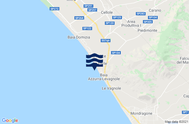 Mapa da tábua de marés em Carano, Italy