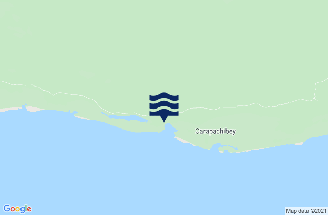 Mapa da tábua de marés em Carapachibey, Cuba