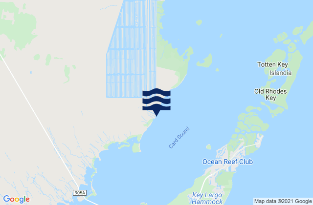 Mapa da tábua de marés em Card Sound Western Side, United States