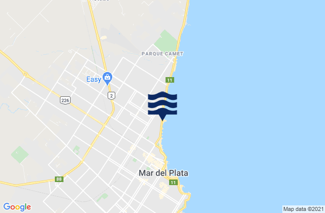 Mapa da tábua de marés em Cardiel (Mar del Plata), Argentina